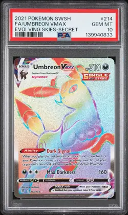 2021 POKEMON SWORD & SHIELD EVOLVING SKIES SECRET FULL ART/UMBREON VMAX PSA 10 - Image 1