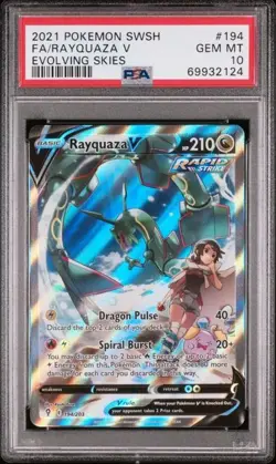 2021 POKEMON SWORD & SHIELD EVOLVING SKIES #194 FULL ART/RAYQUAZA V PSA 10 - Image 1
