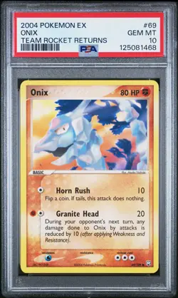2004 POKEMON EX TEAM ROCKET RETURNS #69 ONIX PSA 10 - Image 1