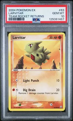 2004 POKEMON EX TEAM ROCKET RETURNS #63 LARVITAR PSA 10 - Image 1