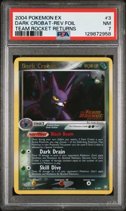 2004 POKEMON EX TEAM ROCKET RETURNS #3 DARK CROBAT-REVERSE FOIL PSA 7 - Image 1