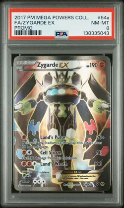 2017 POKEMON MEGA POWERS COLL PROMO #54A FULL ART/ZYGARDE EX PSA 8 - Image 1