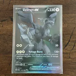 Pokemon TCG Zekrom Ex 172/086 BLK EN Holo Full Art Ultra Rare English Card - Image 1