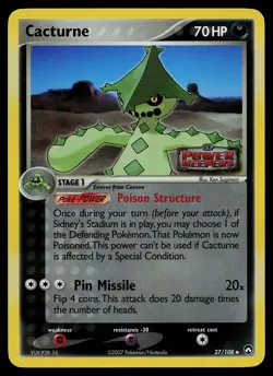 Pokemon Card - Cacturne Power Keepers 27/108 Uncommon Reverse Holo Stamped - Image 1