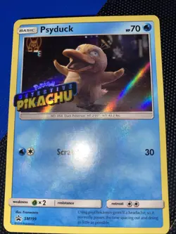 Pokemon TCG Psyduck STAMPED SM199 Holo Detective Pikachu Black Star Promo Card - Image 1