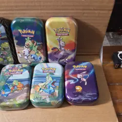 Pokemon TCG Empty Mini Tin Lot of 7 Pokemon No Packs Scorbunny Galarian Pikachu - Image 2