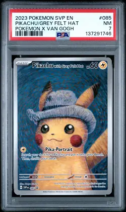 2023 POKEMON SVP EN-SV BLACK STAR PROMO #085 PIKACHU WITH GREY FELT HAT PSA 7 - Image 1