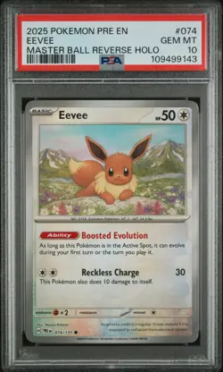 **PSA 10** Pokemon S&V 8.5: PRE EN - Prismatic Evolutions Eevee 074 MASTER BALL - Image 1