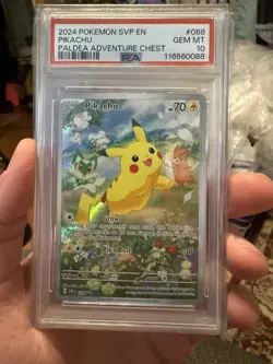 2024 POKEMON SVP EN-SV BLACK STAR PROMO PALDEA ADVENTURE CHEST PIKACHU PSA 10 - Image 1