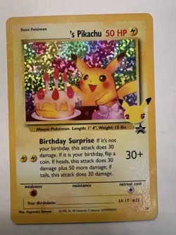 Birthday Pikachu #24 Celebrations Classic Collection Pokemon 2021 NM - Image 5