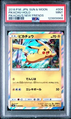 PSA 9 MINT Pikachu's New Friends Pikachu 004/004 Holo Japanese Pokemon - Image 1