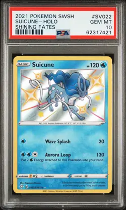 2021 POKEMON SWORD & SHIELD SHINING FATES #SV022 SUICUNE-HOLO PSA 10 - Image 1