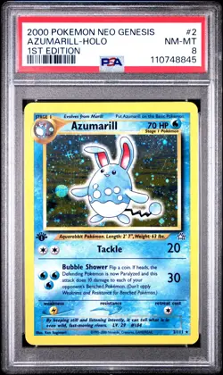 PSA 8 NM-MT Pokemon Azumarill 2/111 Holo Neo Genesis 1st Edition 2000 English - Image 1