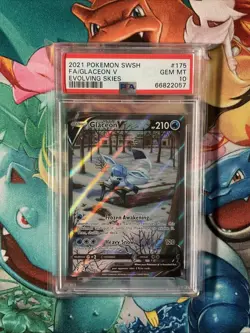 Pokemon 2021 SWSH Evolving Skies #175 Glaceon V Full Art PSA 10 - Image 1