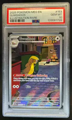 2025 Pokemon Mega Evolution MEG EN Gumshoos Illustration Rare #153/132 PSA 10 - Image 1