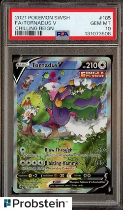 2021 Pokemon SWSH Chilling Reign #185 FA Tornadus V PSA 10 GEM MINT - Image 1