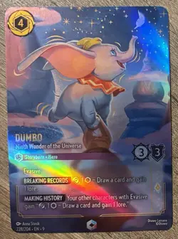 Scratched - Disney Lorcana ENCHANTED Dumbo Ninth Wonder Of The Universe 228/204 - Image 1