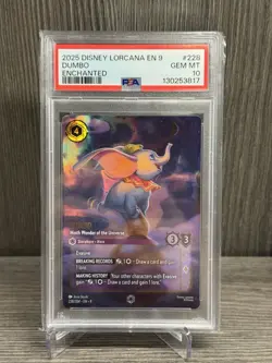 Disney Lorcana Fabled Dumbo Ninth Wonder Of The Universe Enchanted PSA 10 POP 10 - Image 1