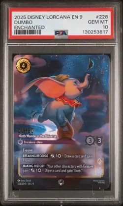 Disney Lorcana Fabled Dumbo Ninth Wonder Of The Universe Enchanted PSA 10 POP 10 - Image 4