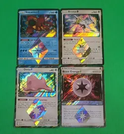 Pokemon Rare Holo Prism Cards Lot Of 4 Ditto, Arceus, Volcanion, Beast Energy - Image 1
