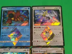 Pokemon Rare Holo Prism Cards Lot Of 4 Ditto, Arceus, Volcanion, Beast Energy - Image 3