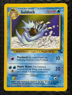 Golduck 35/62 Base Set Series Fossil UNCOMMON Stage 1 Pokemon Card 1999 WOTC NM - Image 1