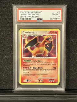 2007 POKEMON DIAMOND & PEARL SECRET WONDERS #3 CHARIZARD-HOLO PSA 8 - Image 1