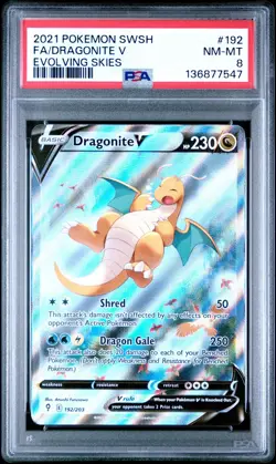 Pokemon TCG Dragonite 192/203 Evolving Skies Alternate Art PSA 8 - Image 1