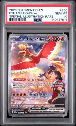 2025 POKEMON DRI EN-DESTINED RIVALS #230 ETHAN'S HO-OH EX PSA 10 - Image 1