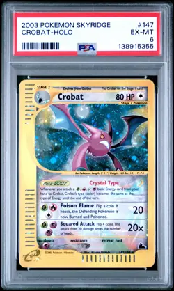 2003 POKEMON SKYRIDGE #147 CROBAT-HOLO PSA 6 - Image 1