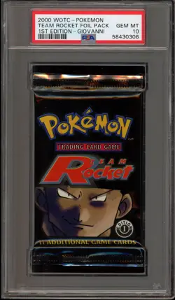 Pokemon Team Rocket 1st Edition Giovanni Art Sealed Booster Pack PSA 10 Gem Mint - Image 1
