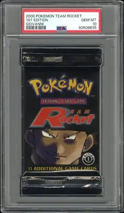 Pokemon Team Rocket 1st Edition Giovanni Art Sealed Booster Pack PSA 10 Gem Mint - Image 1