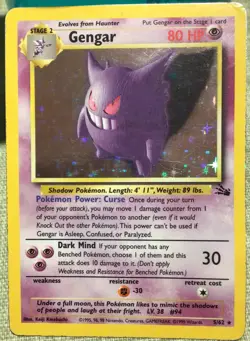 RARE Pokemon Card Original Gengar Fossil Holo 5/62 1999 Excellent Condition - Image 1