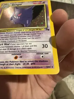 Pokemon Gengar Holo Rare 5/62 Fossil Base Set 1999 MP - Image 5