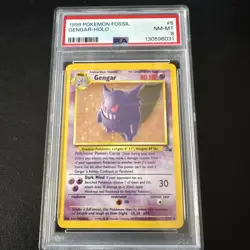 1999 WOTC POKEMON FOSSIL UNLIMITED GENGAR 5/62 HOLO RARE PSA 8 NM-MT - Image 1