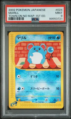 2002 POKEMON JPN THE TOWN ON NO MAP 1ST EDITION #024 MARILL PSA 9 - Image 1