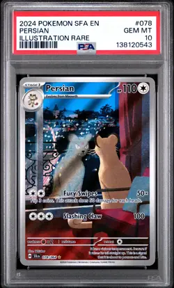 2024 POKEMON SFA EN-SHROUDED FABLE ILLUSTRATION RARE #078 PERSIAN PSA 10 - Image 1