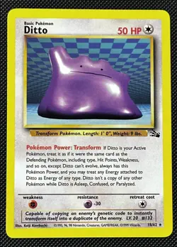 Pokemon WOTC Card - Ditto - Fossil Set - Non-Holo Rare - 18/62 - NM - Image 1