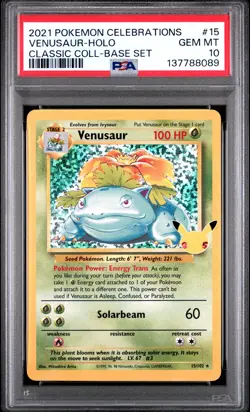 2021 POKEMON CELEBRATIONS CLASSIC COLL #15 VENUSAUR-HOLO PSA 10 - Image 1