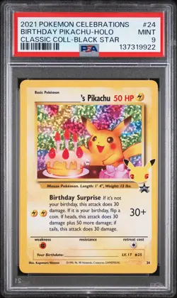 2021 POKEMON CELEBRATIONS CLASSIC COLL #24 BIRTHDAY PIKACHU-HOLO PSA 9 - Image 1