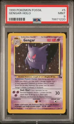 1999 Pokemon Fossil Gengar-Holo #5 PSA MINT 9 - Image 1