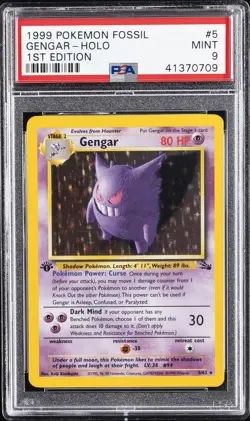 1999 POKEMON FOSSIL 1ST ED #5 GENGAR-HOLO PSA 9 - Image 1