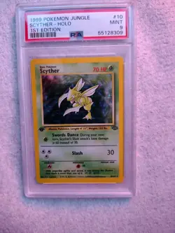 1999 Pokemon Jungle Scyther Holo 1st Edition #10 Mint 9 PSA - Image 1