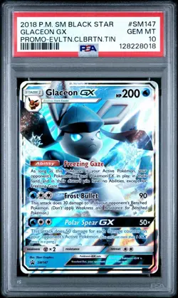 2018 POKEMON SM BLACK STAR PROMO EVOLUTION CELEBRATION TIN GLACEON GX PSA 10 - Image 1