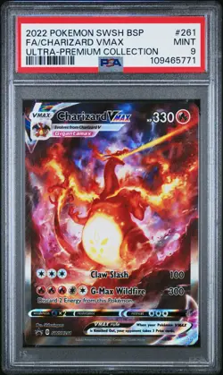 2022 POKEMON SWSH BLACK STAR PROMO #261 FULL ART/CHARIZARD VMAX PSA 9 - Image 1