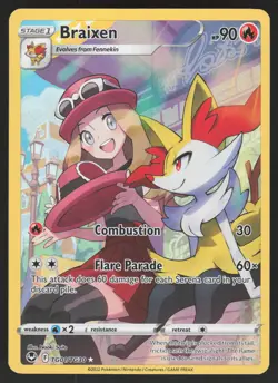 Braixen TG01/TG30 Ultra Rare Pokemon TCG Silver Tempest Trainer Gallery NM - Image 1