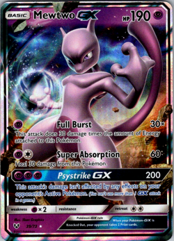 Mewtwo GX 39/73 Pokemon TCG Sun & Moon: Shining Legends NM - Image 1