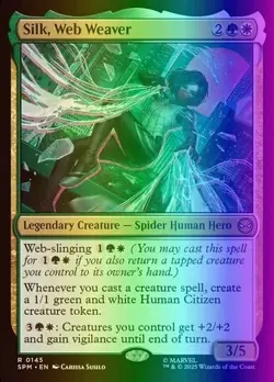 1x Silk, Web Weaver - Foil MTG Marvel's Spider-Man NM Magic Foil - Image 1