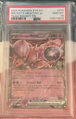 2025 Pokemon SV Promo #216 Team Rocket's Mewtwo Ex PSA 10 - Image 1
