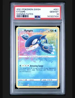 PSA 10 Kyogre Pokemon Sword & Shield Shining Fates Amazing Rare 021/072 - Image 1